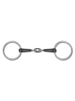 Mors à anneaux caoutchouc double brisure